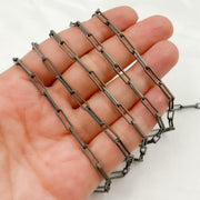 Black Rhodium Matte Sterling Silver Flat Paperclip Chain